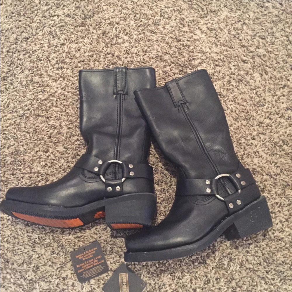 Harley Davidson Hustin black motorcycle boots